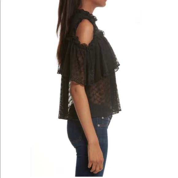 Rebecca Taylor Cold Shoulder Eyelet Silk Top NWT - Picture 8 of 16